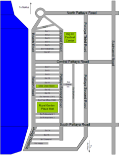 Map of major roads in Pattaya (not to scale)